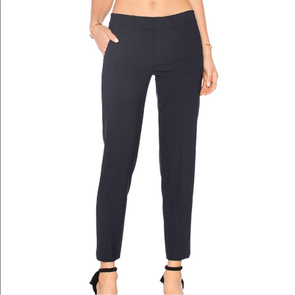 Vince Side Strapping Trouser Pants size 0 Coastal Navy Ankle Buttons